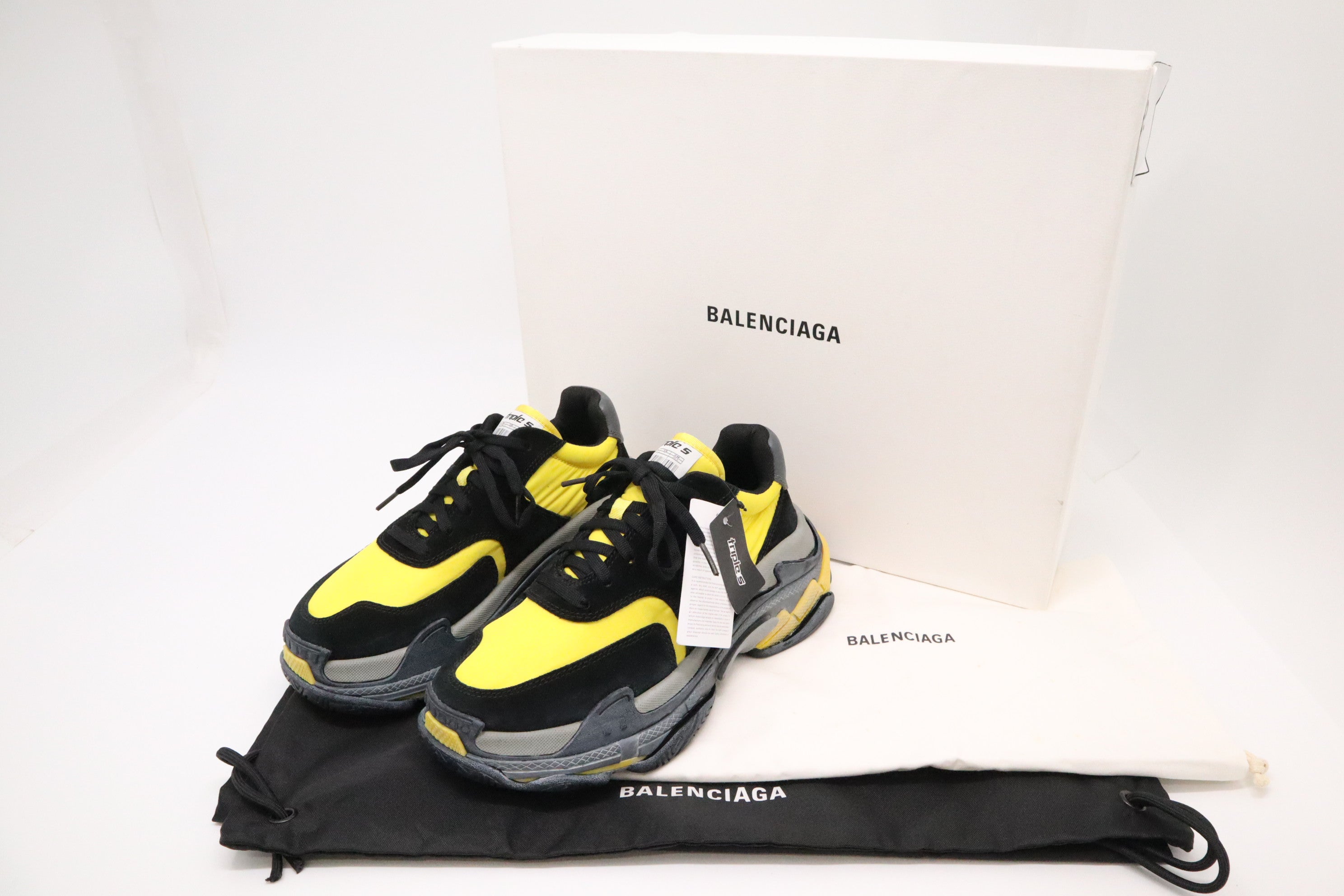 Balenciaga Triple S Sneakers in Black Yellow Weekly Lux Drop