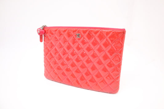 Chanel Small O Case in Orange-Pink Patent Leather