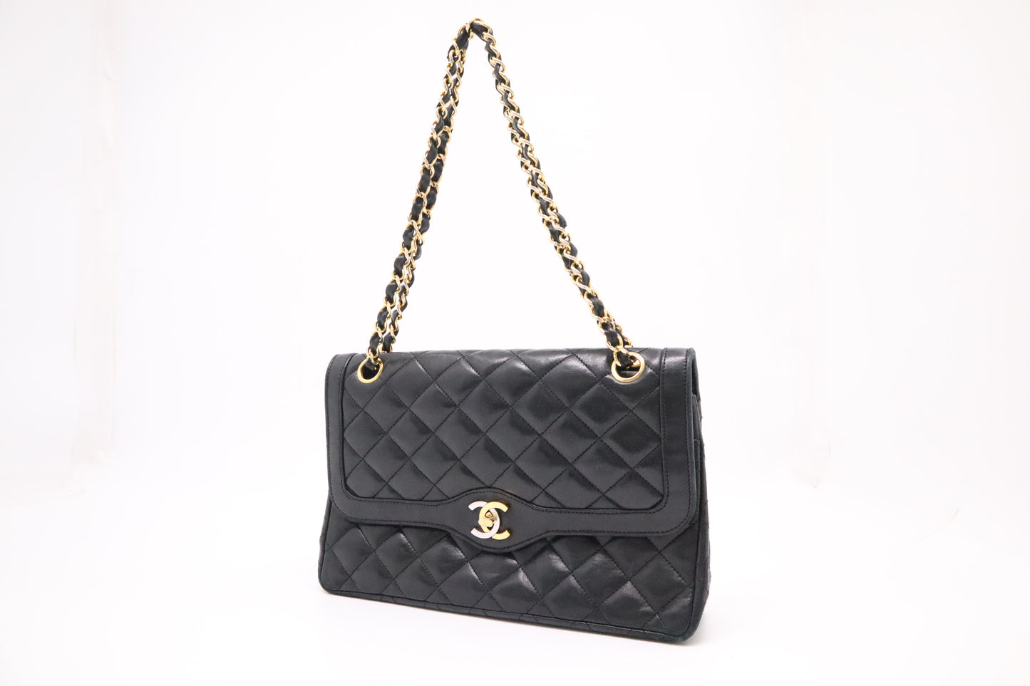 Chanel Medium Paris Double in Black Matelassé Leather