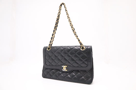 Chanel Medium Paris Double  in Black Matelassé Leather