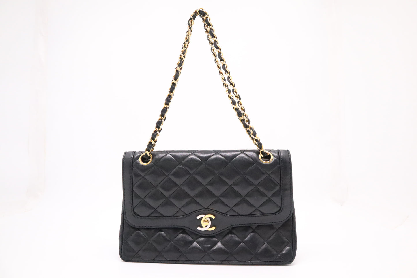 Chanel Medium Paris Double in Black Matelassé Leather