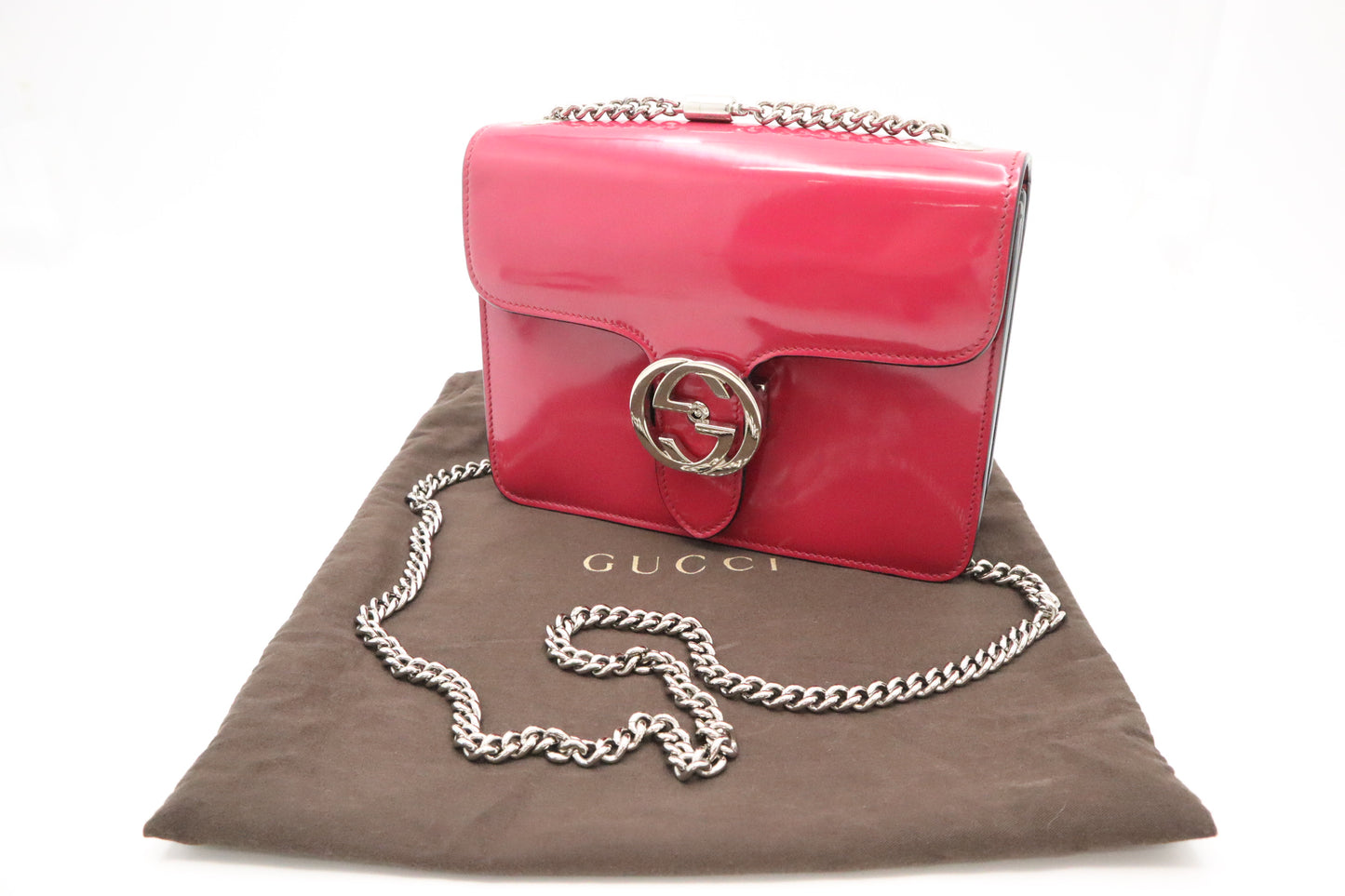 Gucci Petunia Shoulder Bag in Pink Patent Leather