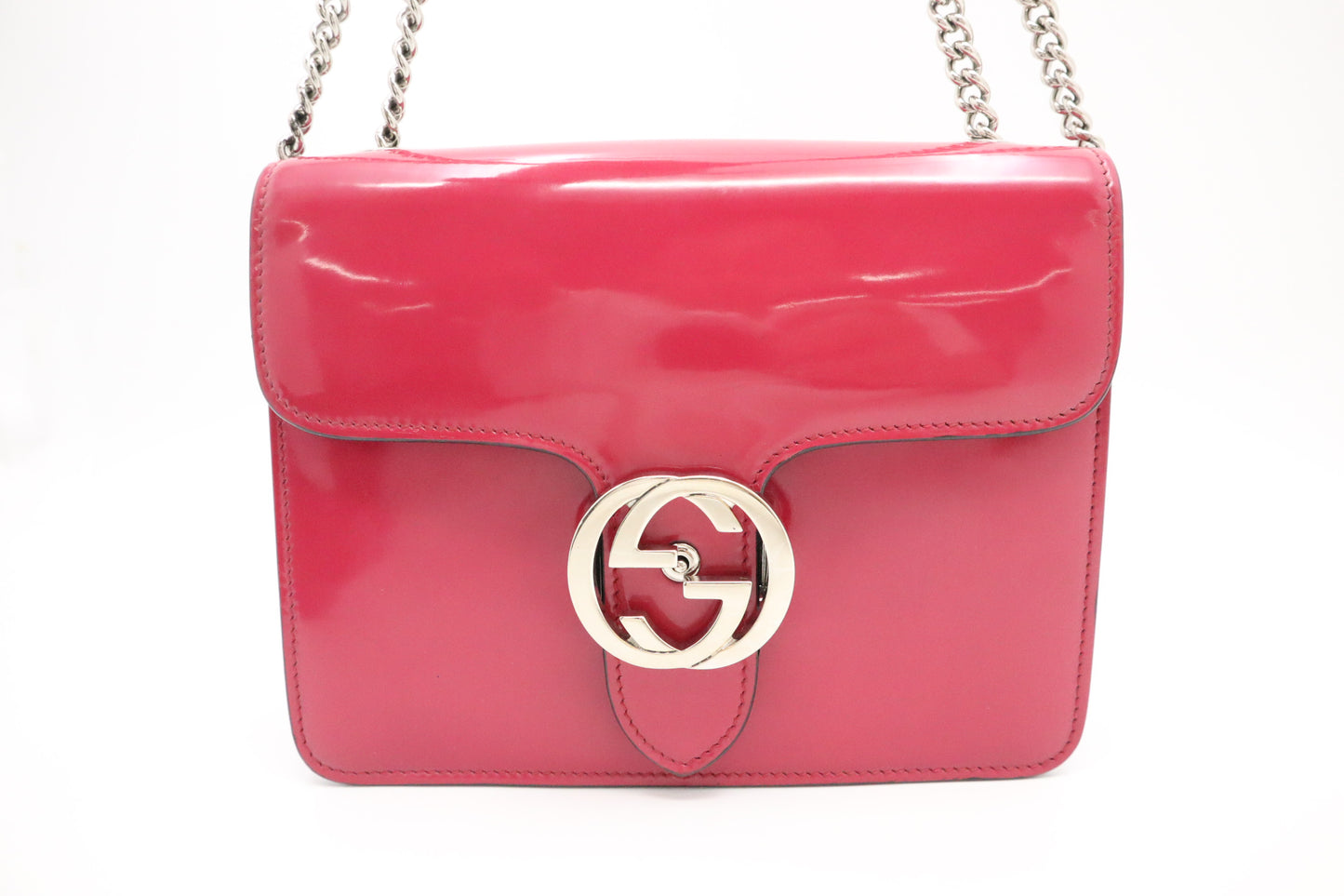 Gucci Petunia Shoulder Bag in Pink Patent Leather