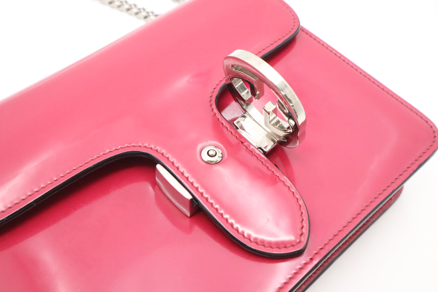 Gucci Petunia Shoulder Bag in Pink Patent Leather