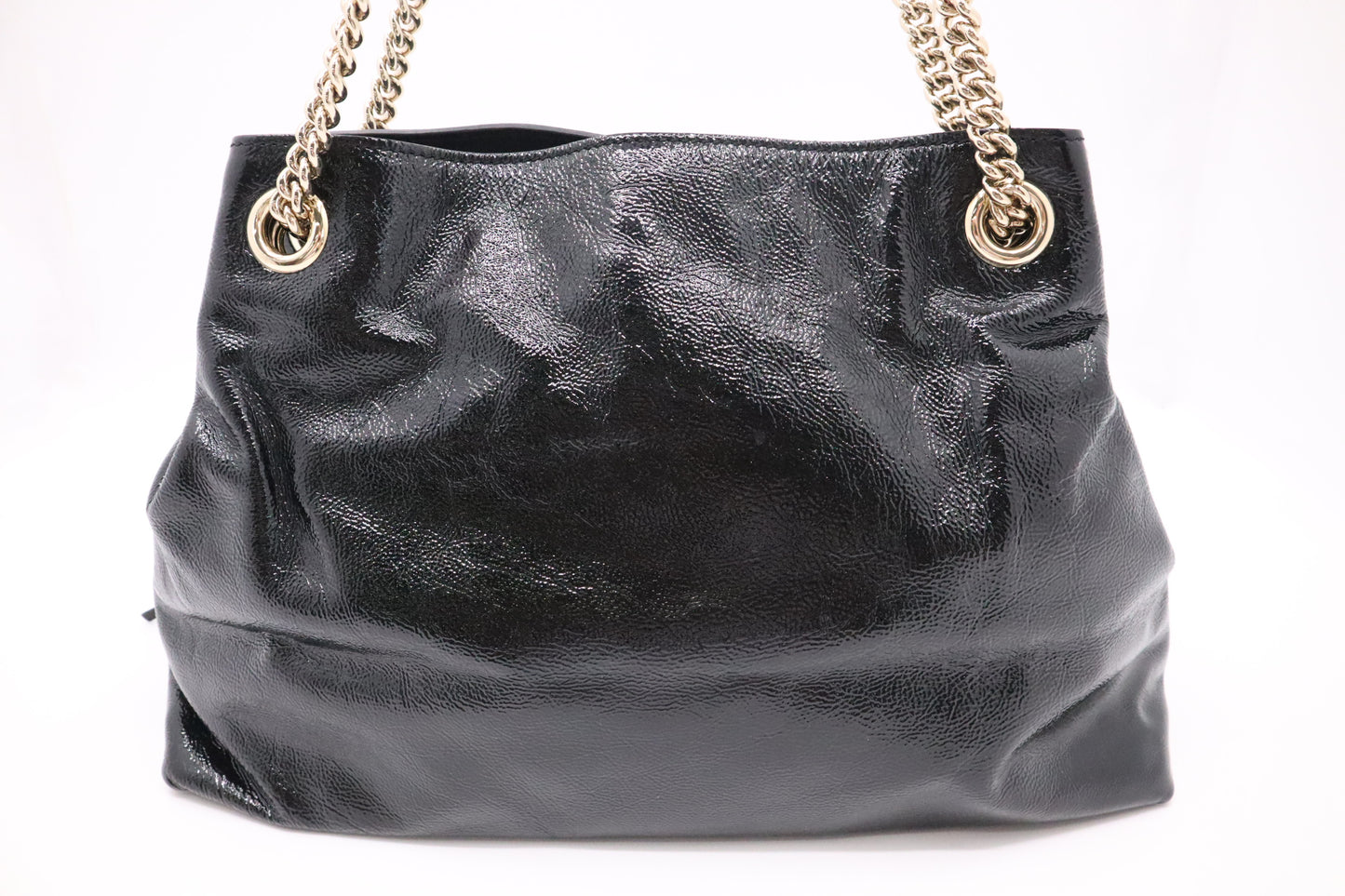 Gucci Soho Chain Shoulder Bag in Black Patent Leather