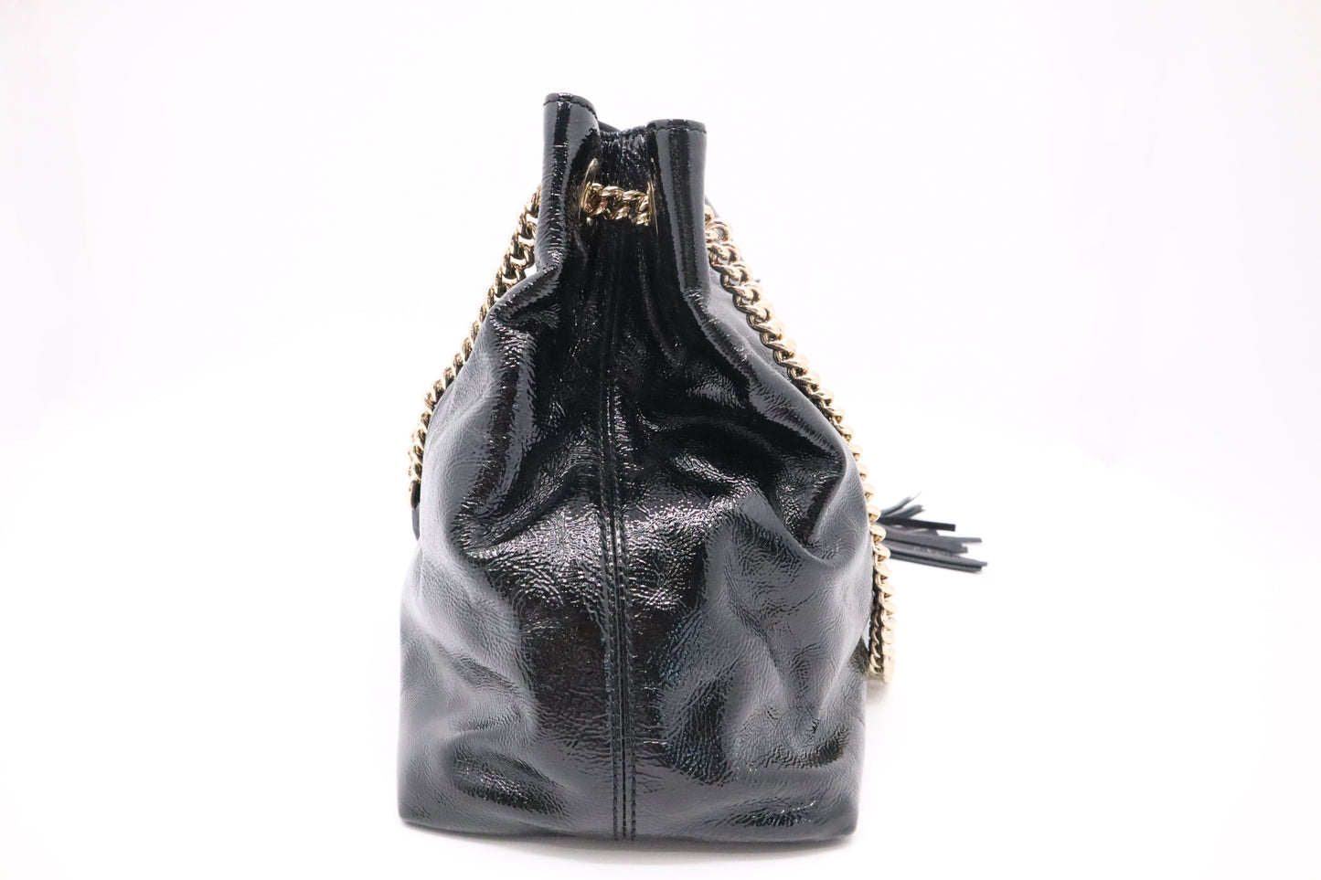 Gucci Soho Chain Shoulder Bag in Black Patent Leather