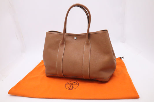 Hermes Garden Party 36 in Brown Leather