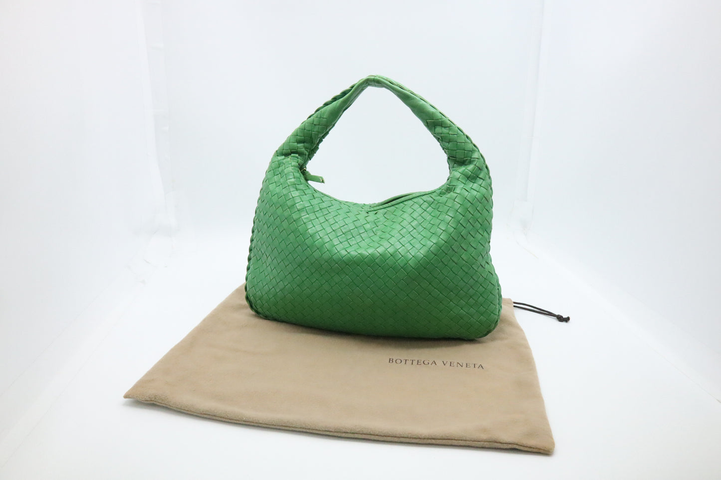 Bottega Veneta Nappa Belly Hobo Bag in Green Intrecciato Leather