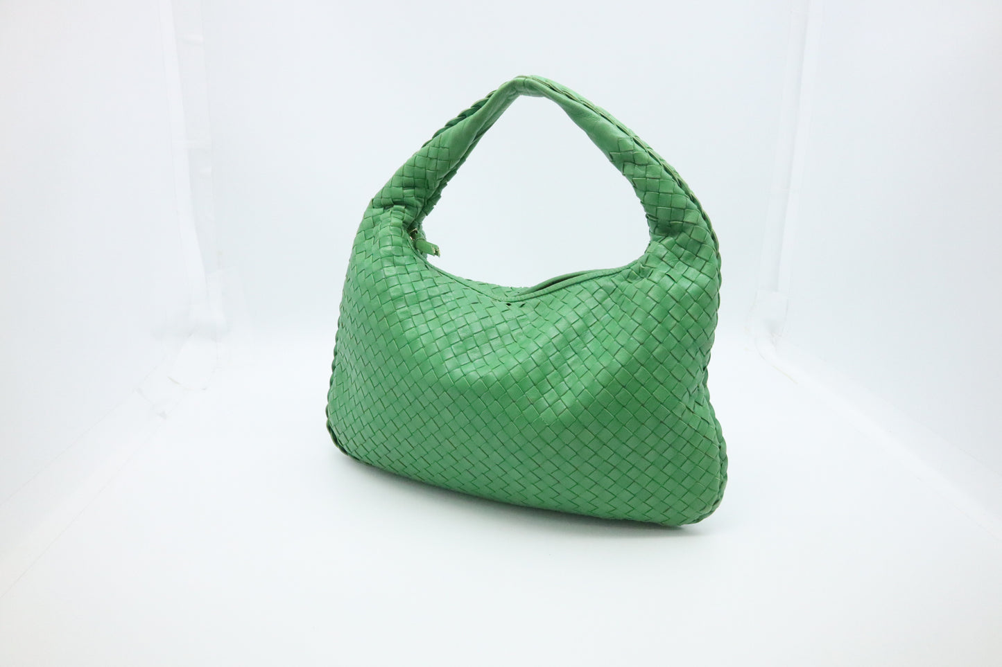 Bottega Veneta Nappa Belly Hobo Bag in Green Intrecciato Leather