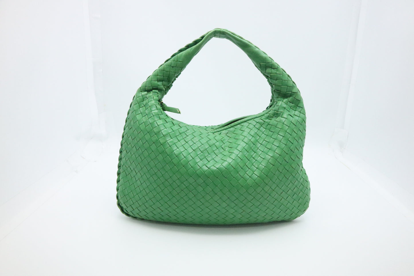 Bottega Veneta Nappa Belly Hobo Bag in Green Intrecciato Leather