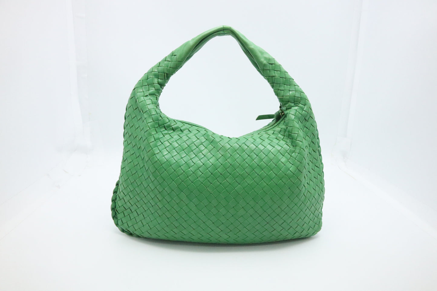 Bottega Veneta Nappa Belly Hobo Bag in Green Intrecciato Leather