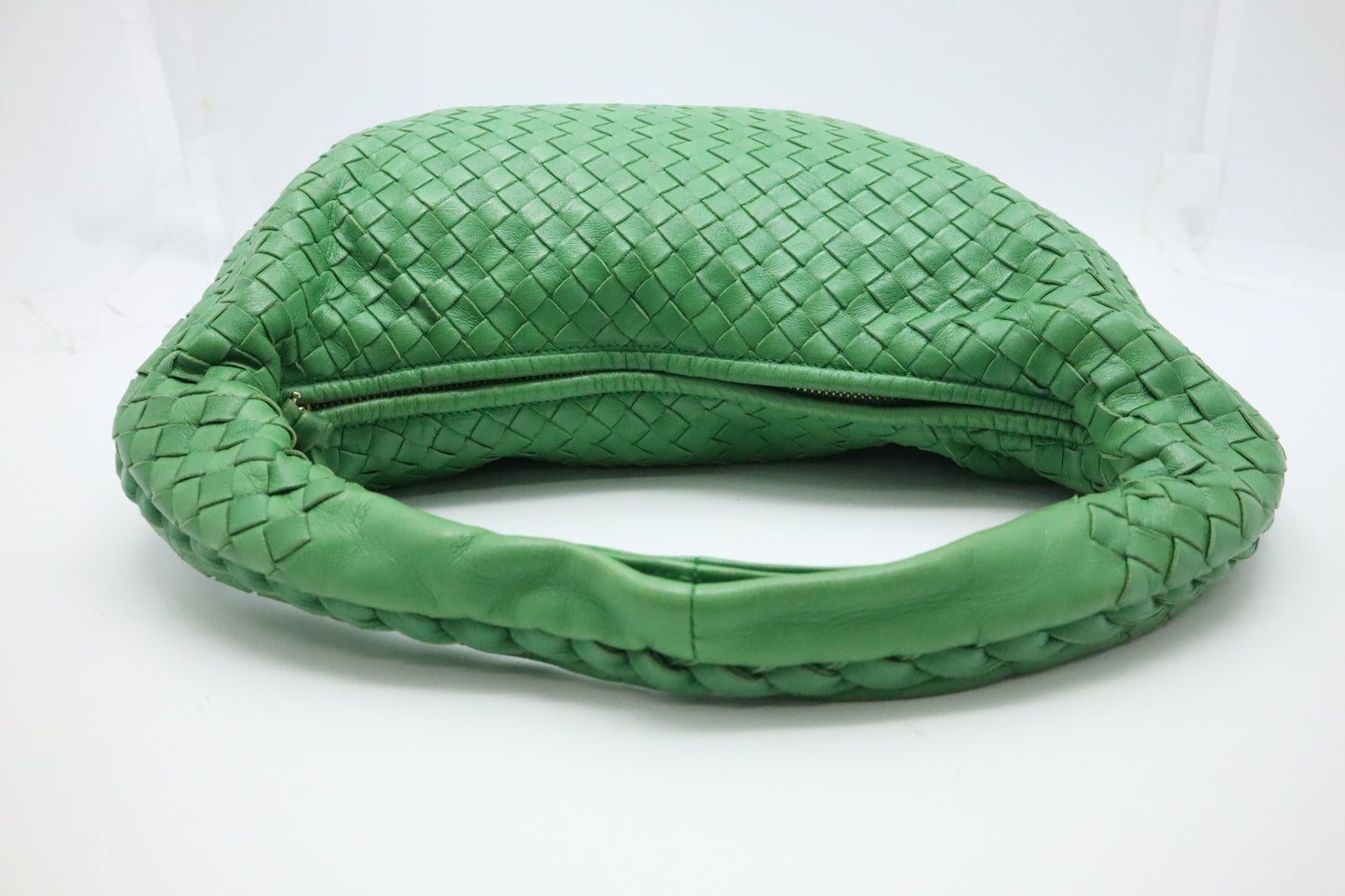 Bottega Veneta Nappa Belly Hobo Bag in Green Intrecciato Leather