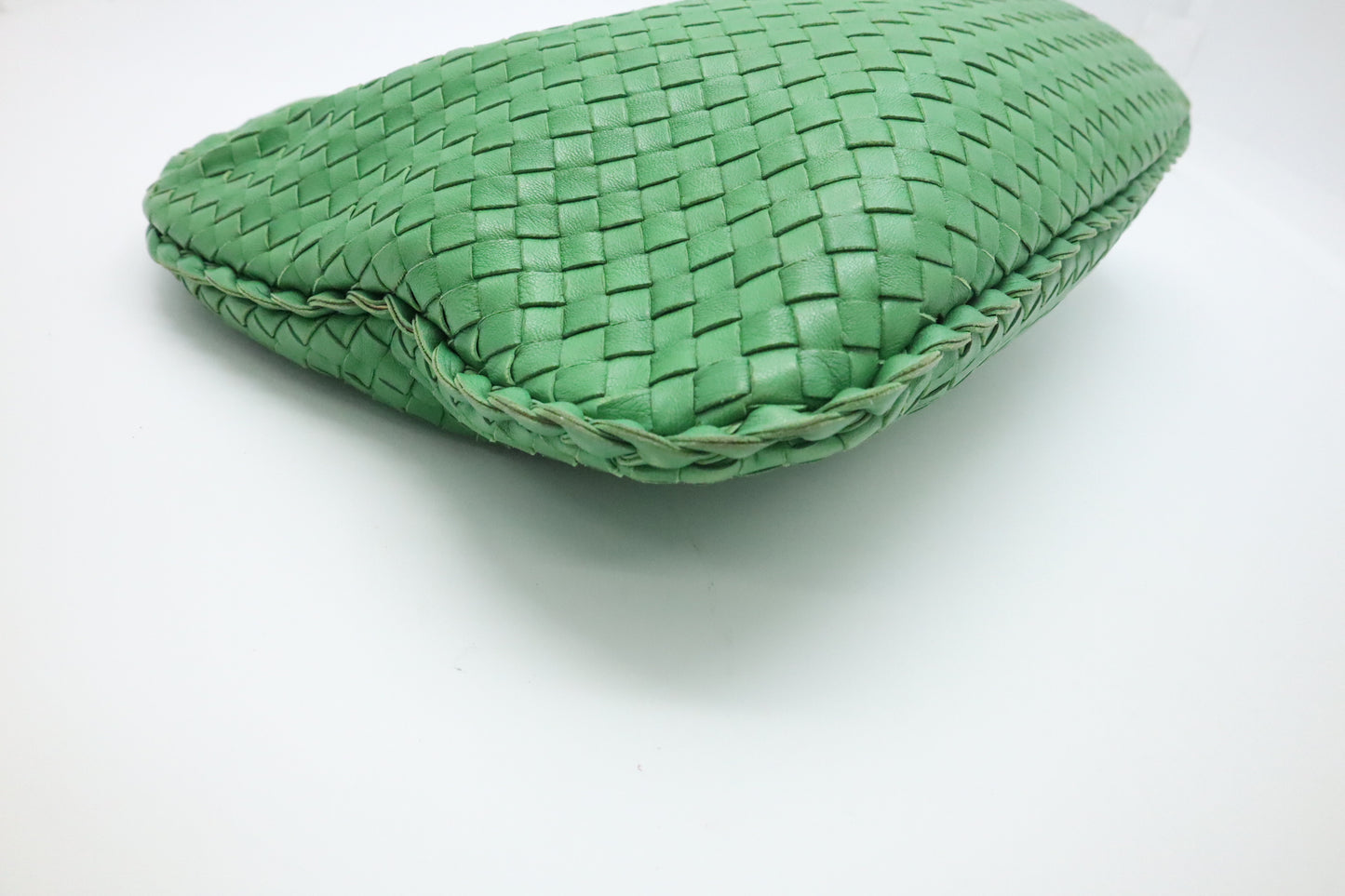 Bottega Veneta Nappa Belly Hobo Bag in Green Intrecciato Leather