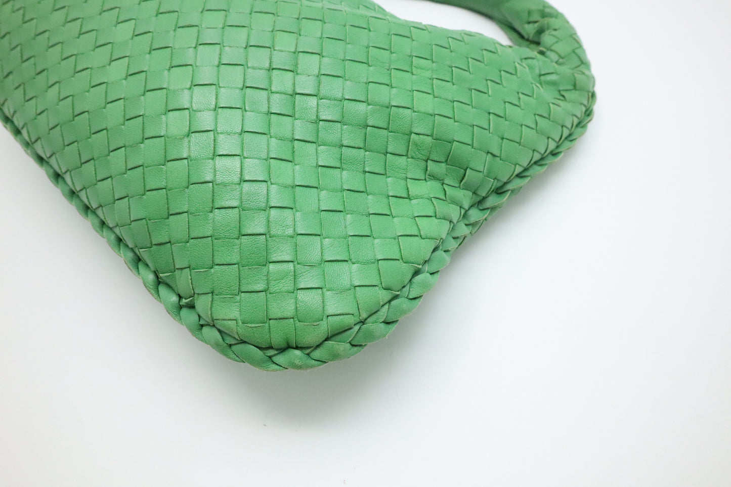 Bottega Veneta Nappa Belly Hobo Bag in Green Intrecciato Leather