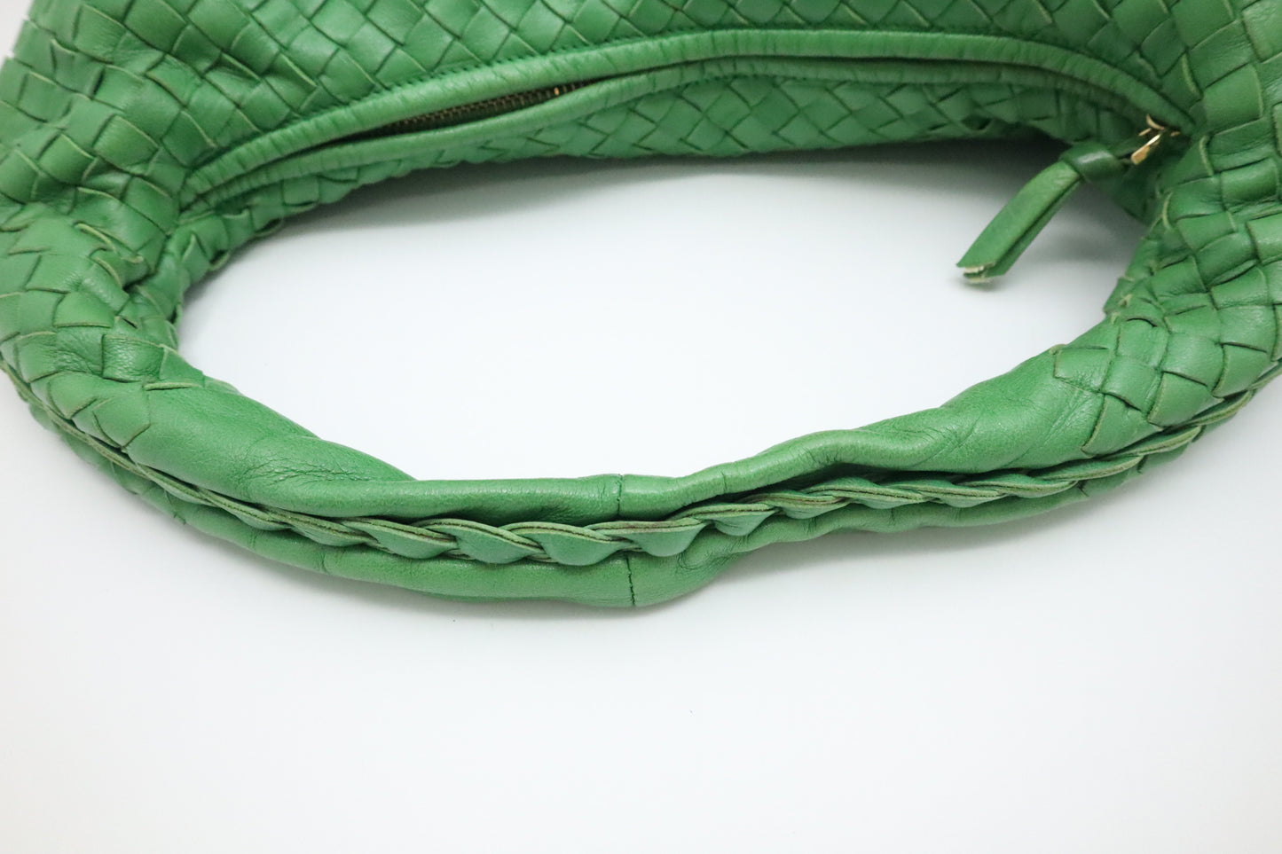 Bottega Veneta Nappa Belly Hobo Bag in Green Intrecciato Leather