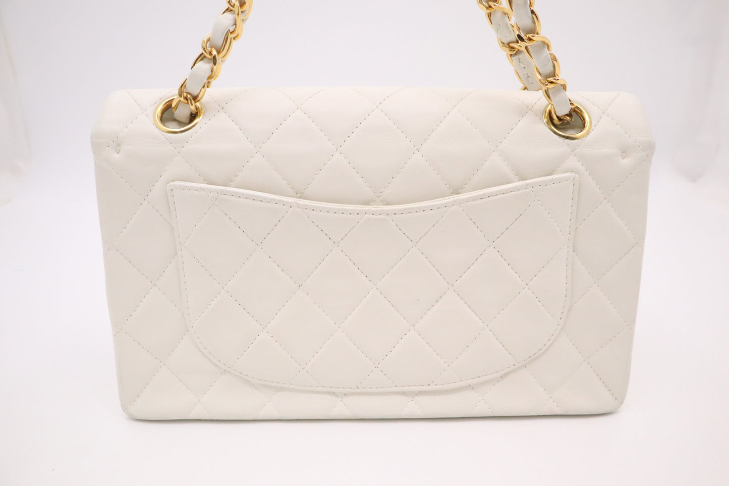 Chanel Small Double Flap in White Mattelassé Leather