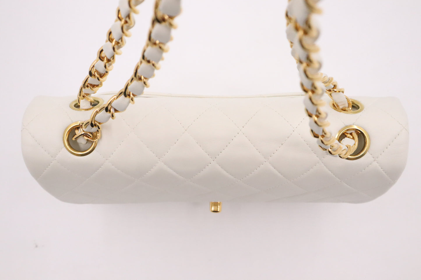 Chanel Small Double Flap in White Mattelassé Leather