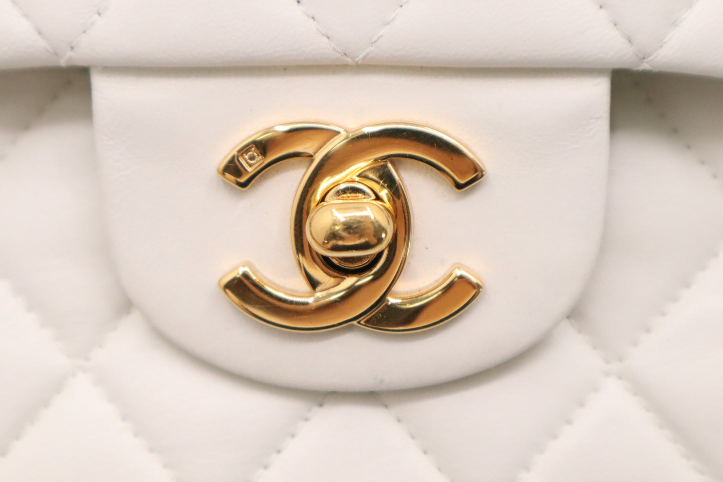 Chanel Small Double Flap in White Mattelassé Leather