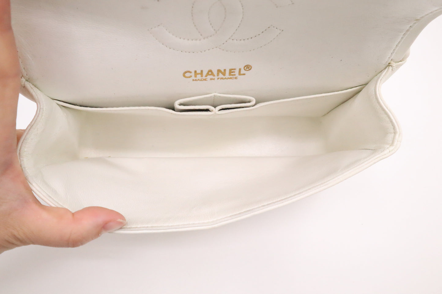 Chanel Small Double Flap in White Mattelassé Leather