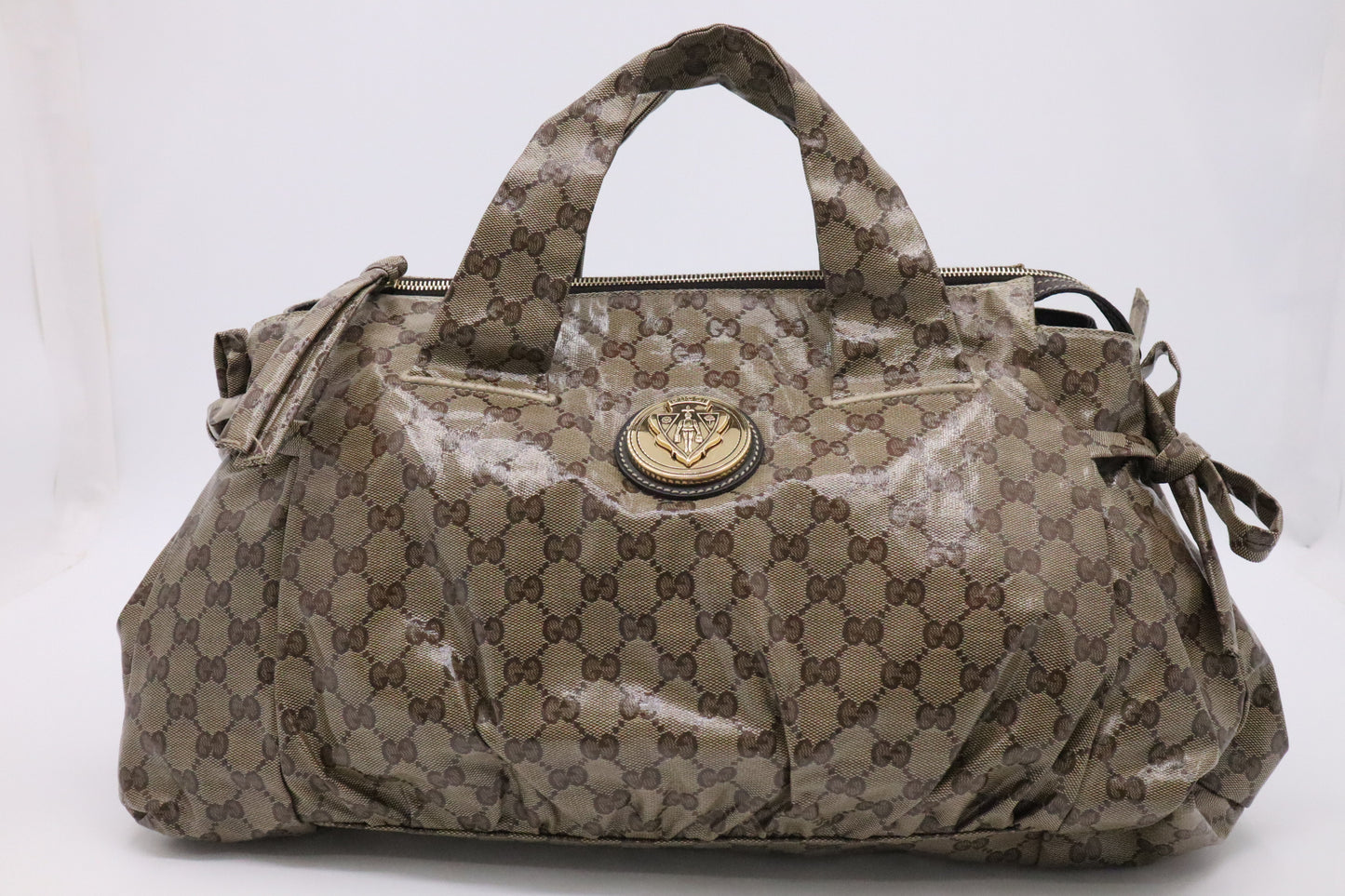 Gucci Zipped Tote Bag in Brown GG Coated Canvas