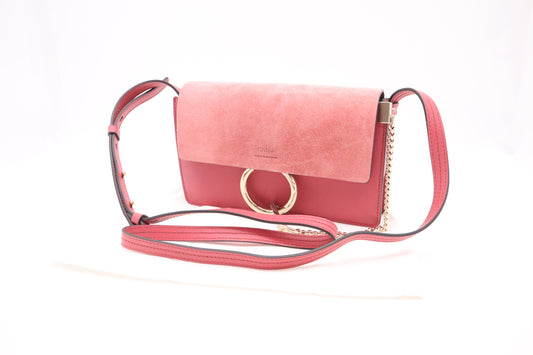 Chloe Faye Shoulder Bag in Peach Leather