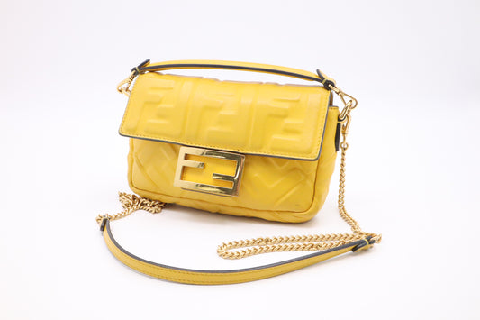 Fendi Baguette Mini in Yellow Nappa Leather