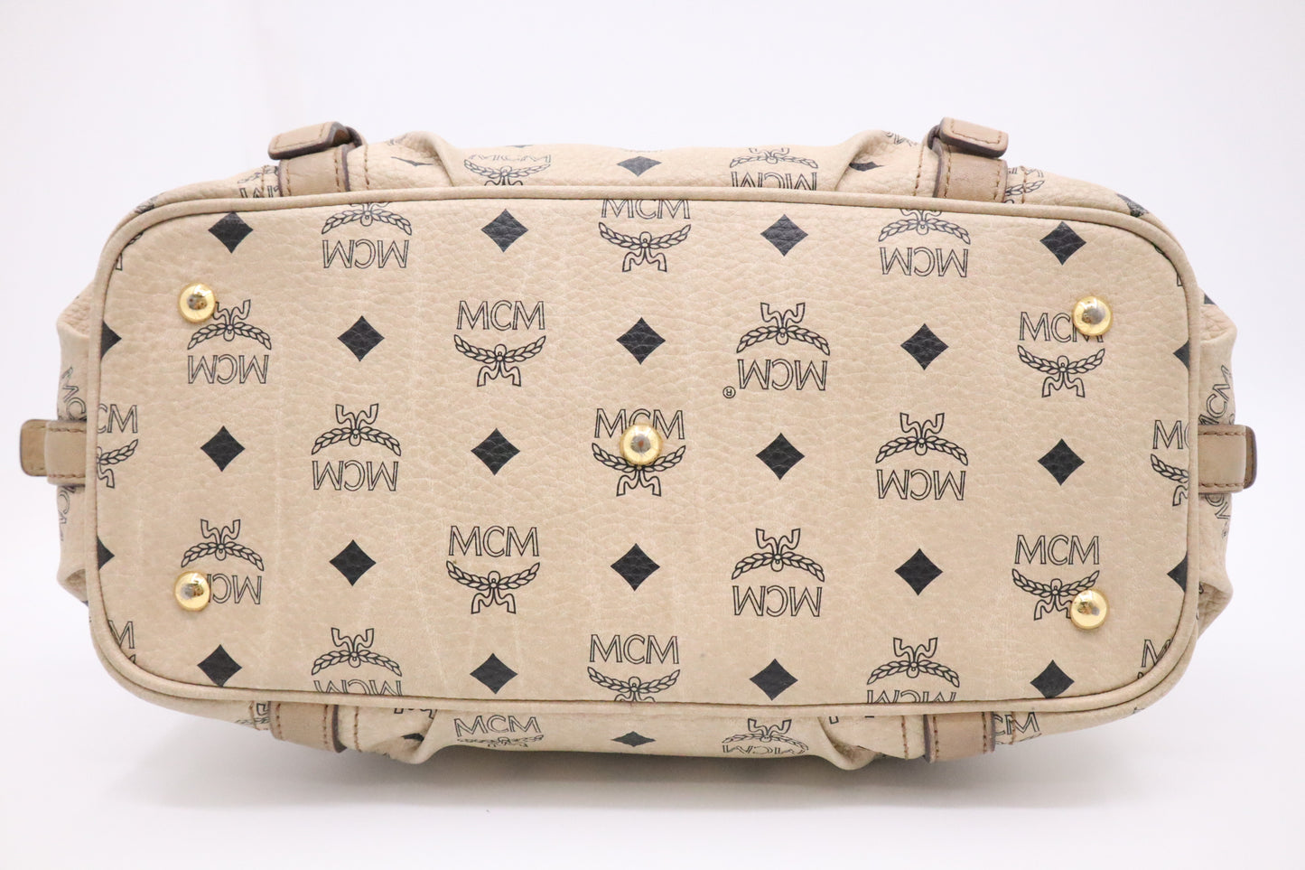 MCM Shoulder Bag in Light Beige Cognac Visetos Canvas