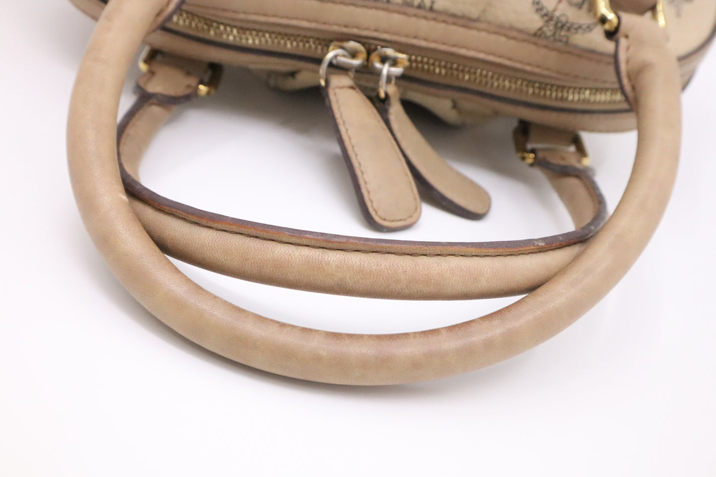 MCM Shoulder Bag in Light Beige Cognac Visetos Canvas