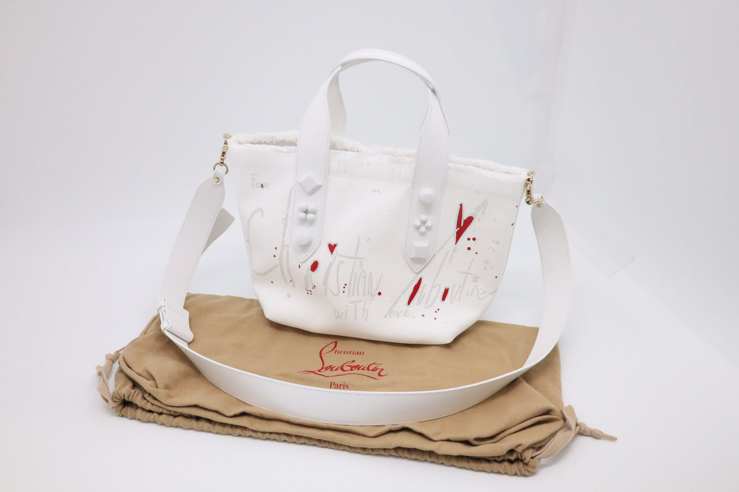 Louboutin Frangibus Handbag in White Bianco Canvas