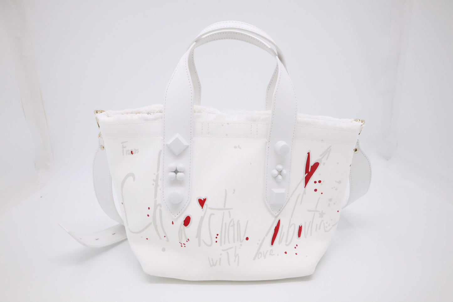 Louboutin Frangibus Handbag in White Bianco Canvas