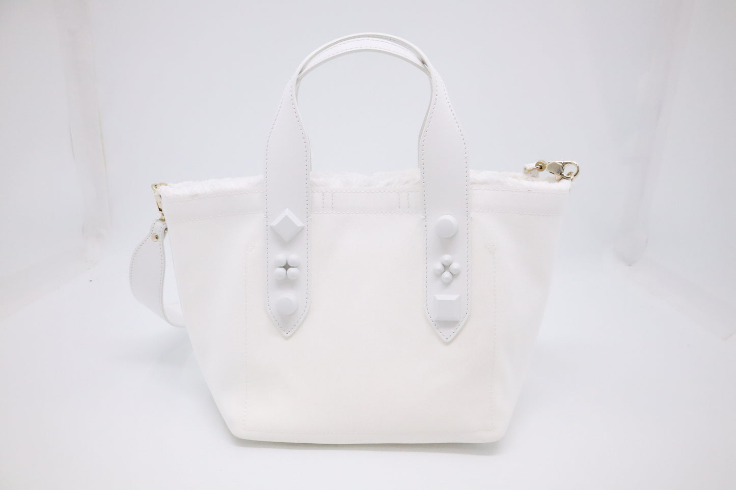 Louboutin Frangibus Handbag in White Bianco Canvas