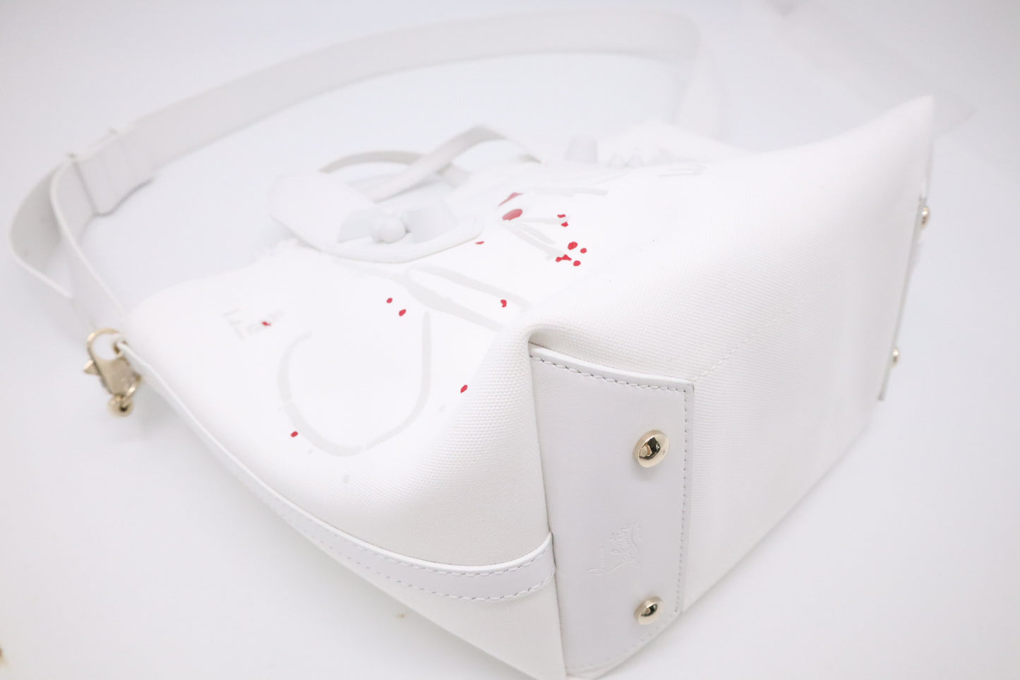 Louboutin Frangibus Handbag in White Bianco Canvas