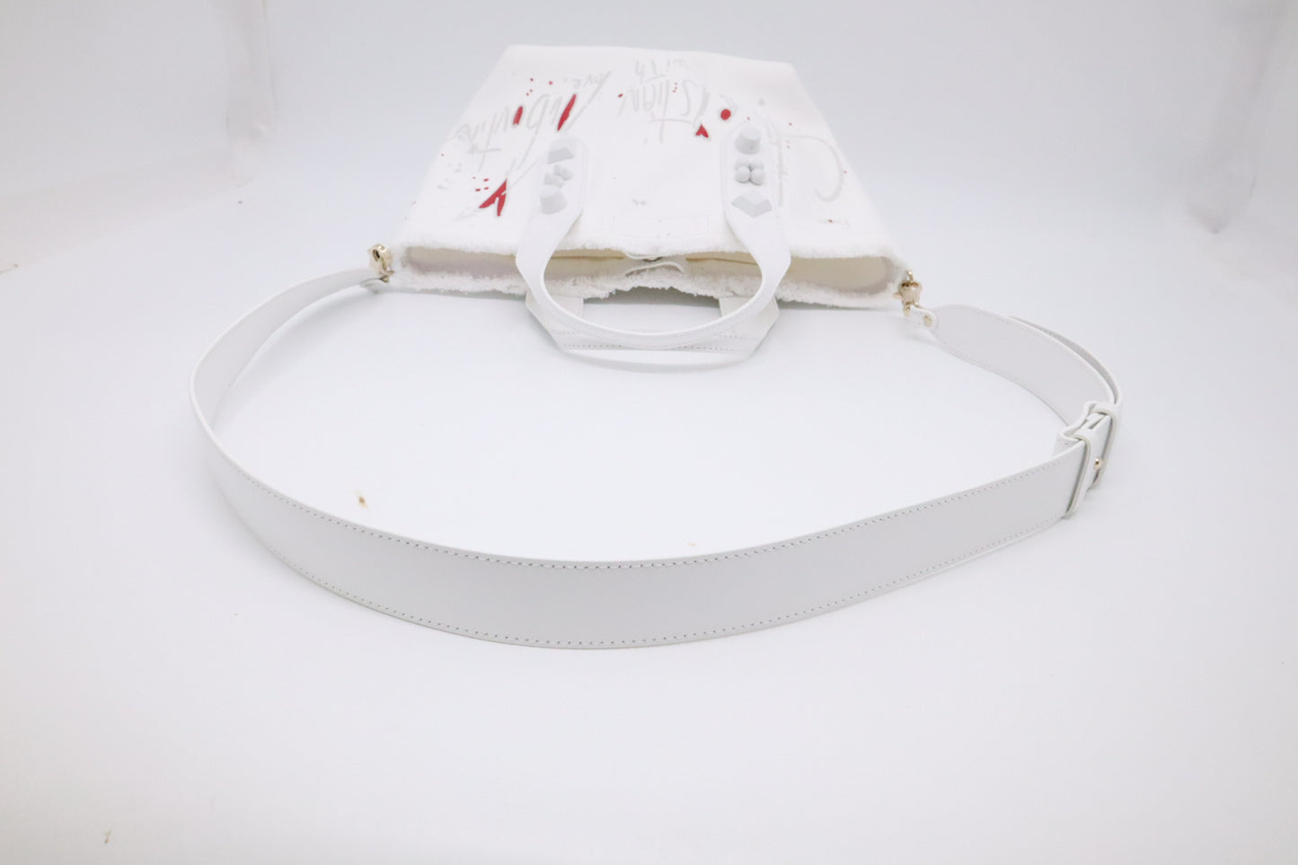 Louboutin Frangibus Handbag in White Bianco Canvas