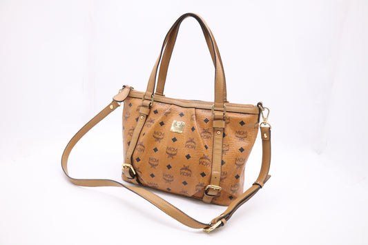 MCM Shoulder Bag in Cognac Visetos Canvas