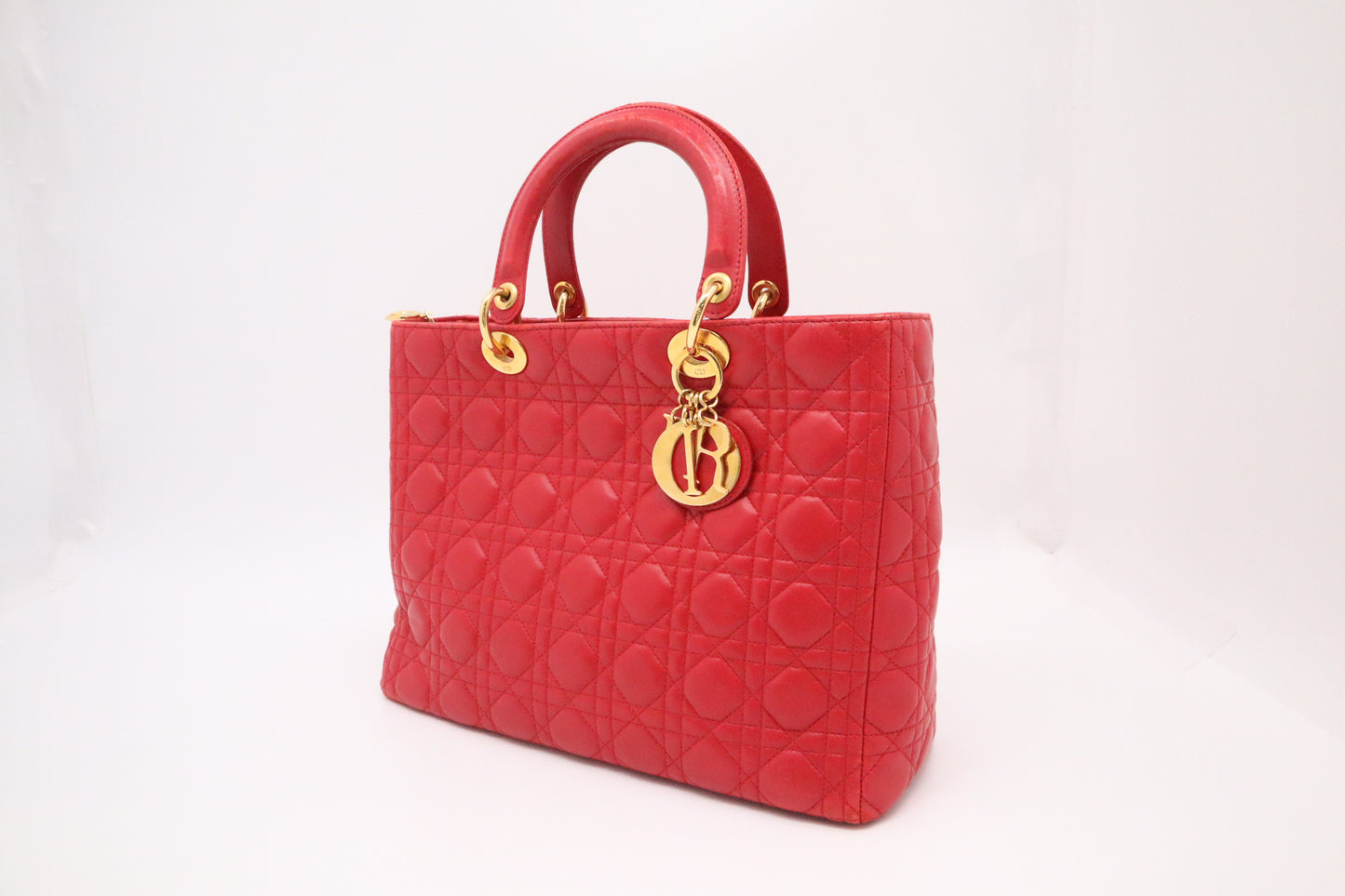 Dior Lady Dior Large in Red Cannage Leather