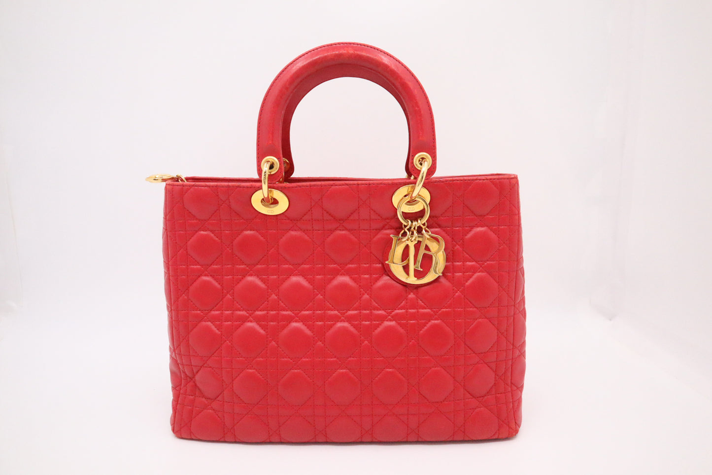 Dior Lady Dior Large in Red Cannage Leather