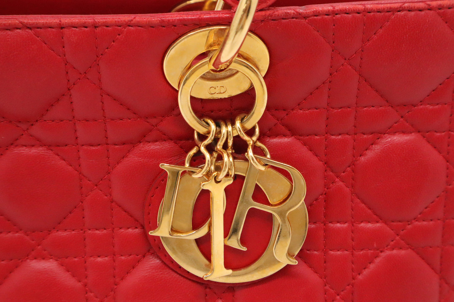 Dior Lady Dior Large in Red Cannage Leather