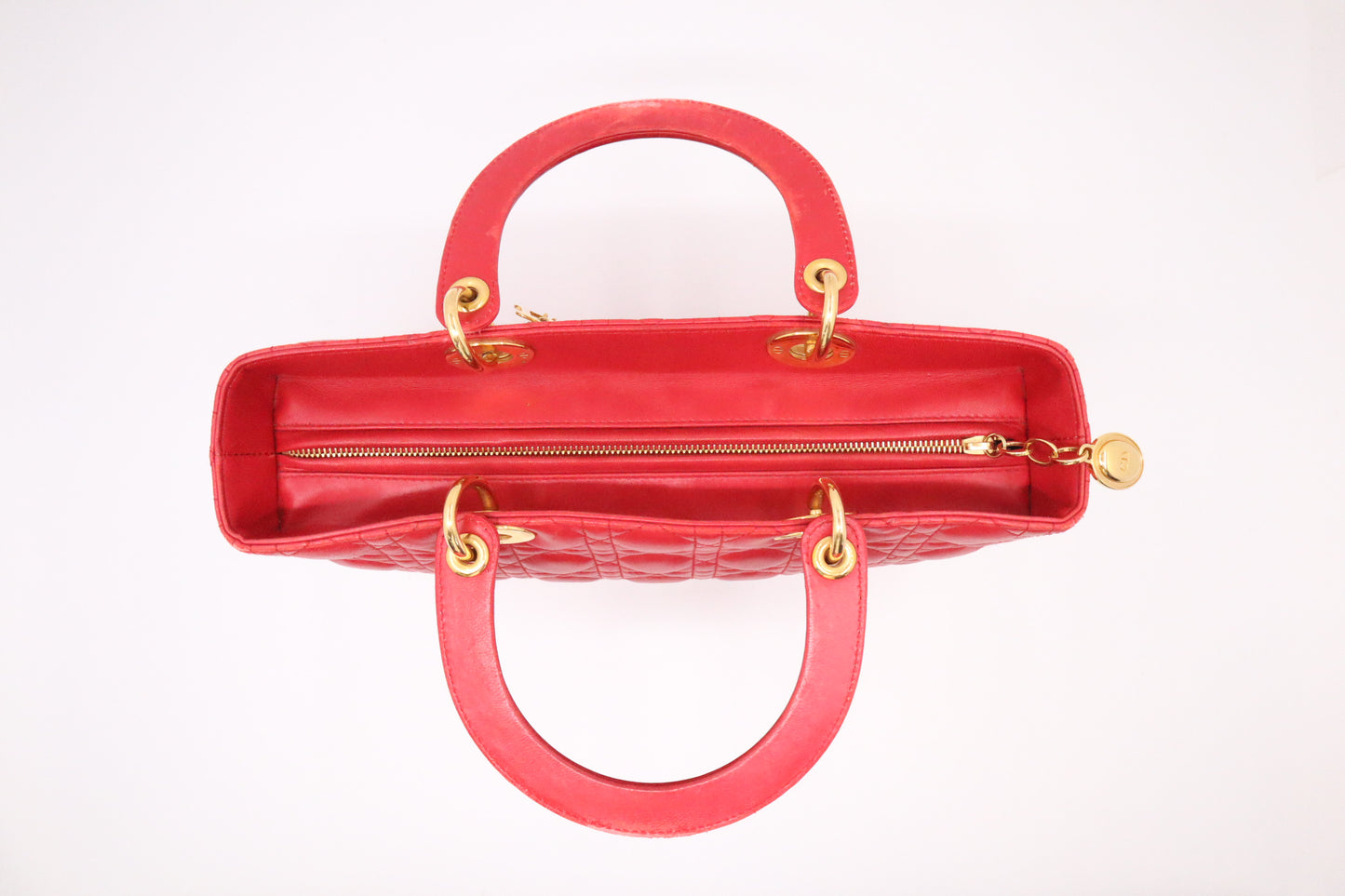 Dior Lady Dior Large in Red Cannage Leather