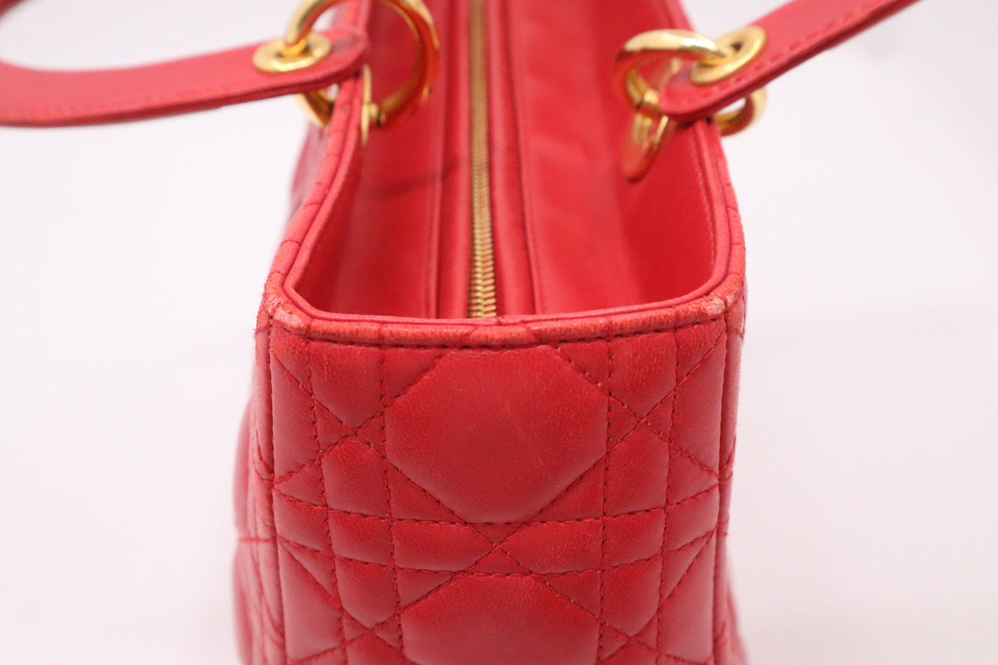 Dior Lady Dior Large in Red Cannage Leather