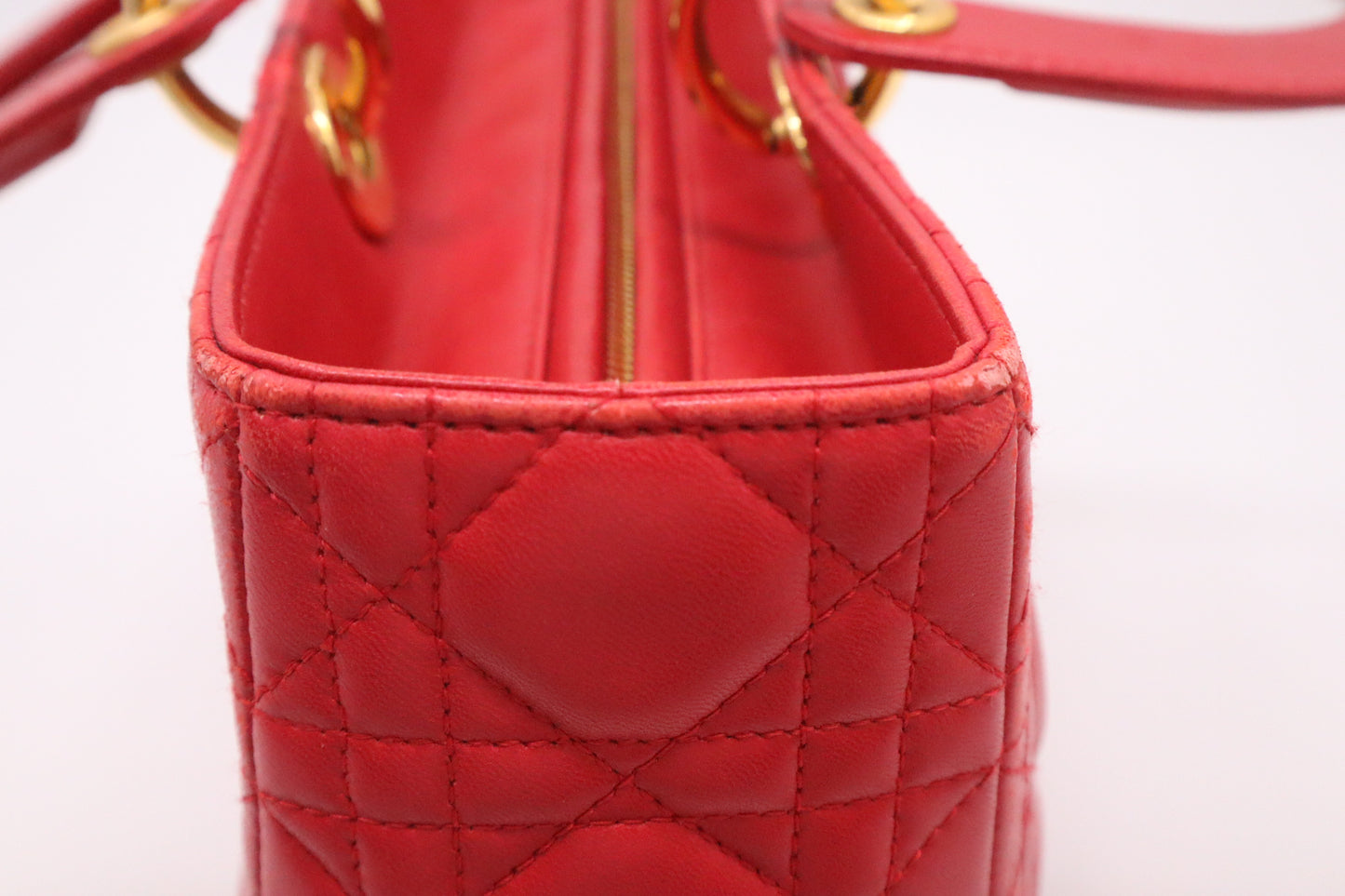 Dior Lady Dior Large in Red Cannage Leather