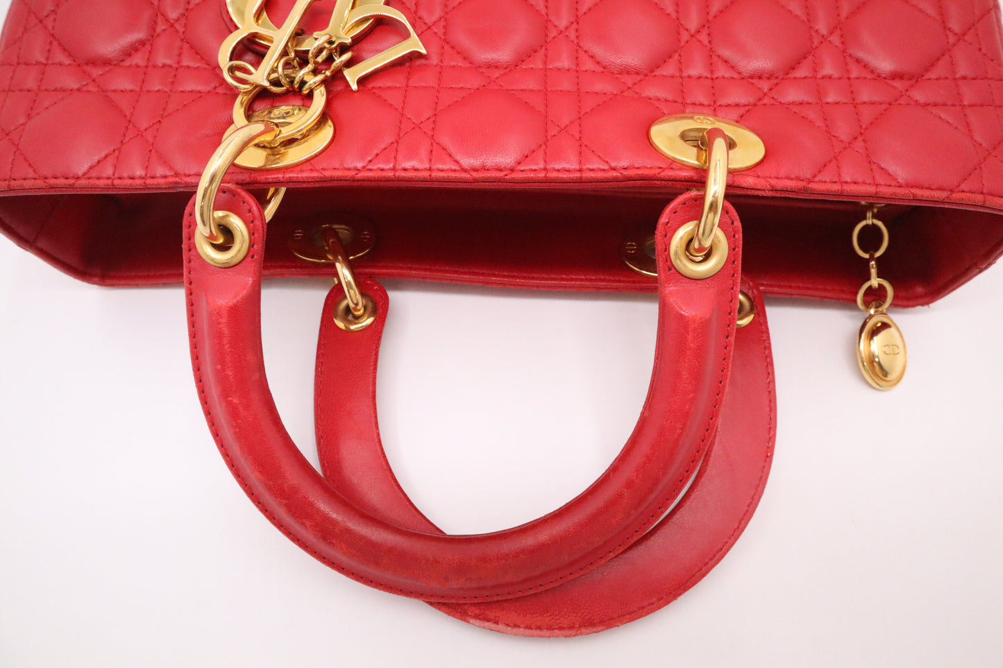 Dior Lady Dior Large in Red Cannage Leather