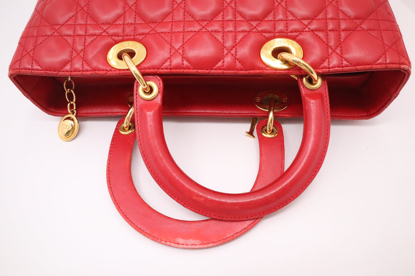 Dior Lady Dior Large in Red Cannage Leather