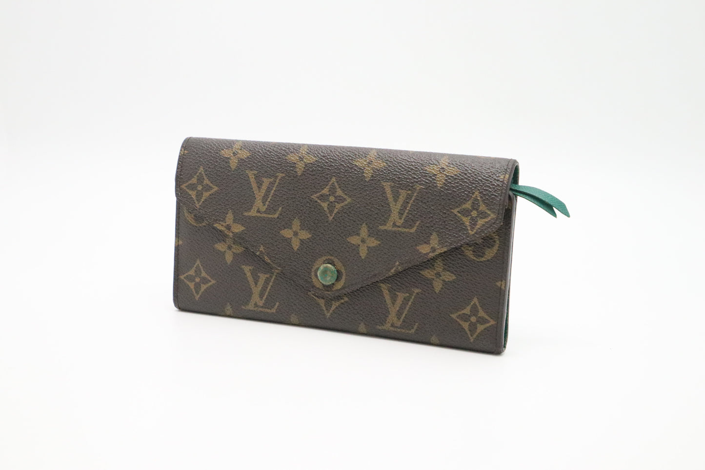 Louis Vuitton Emilie Long Wallet in Green and Monogram Canvas