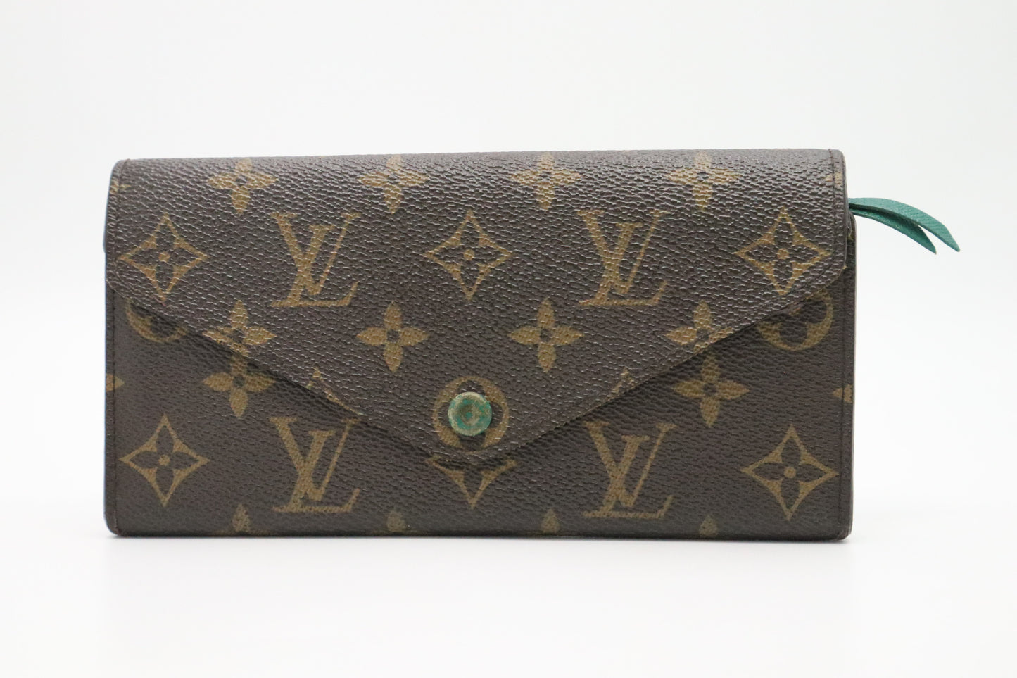 Louis Vuitton Emilie Long Wallet in Green and Monogram Canvas