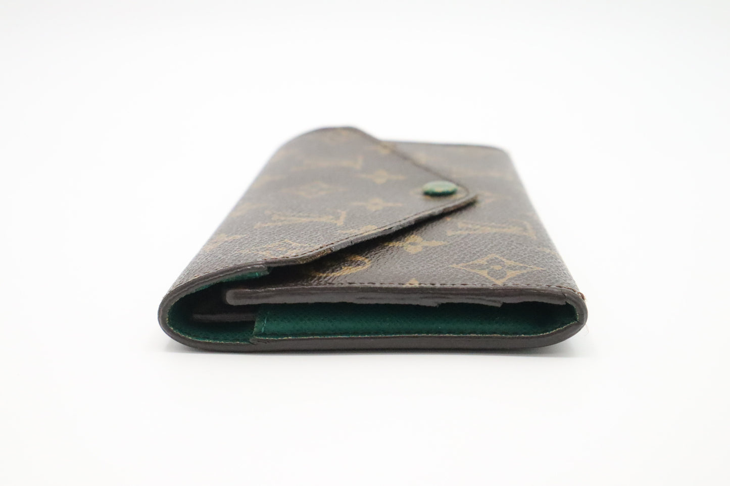 Louis Vuitton Emilie Long Wallet in Green and Monogram Canvas