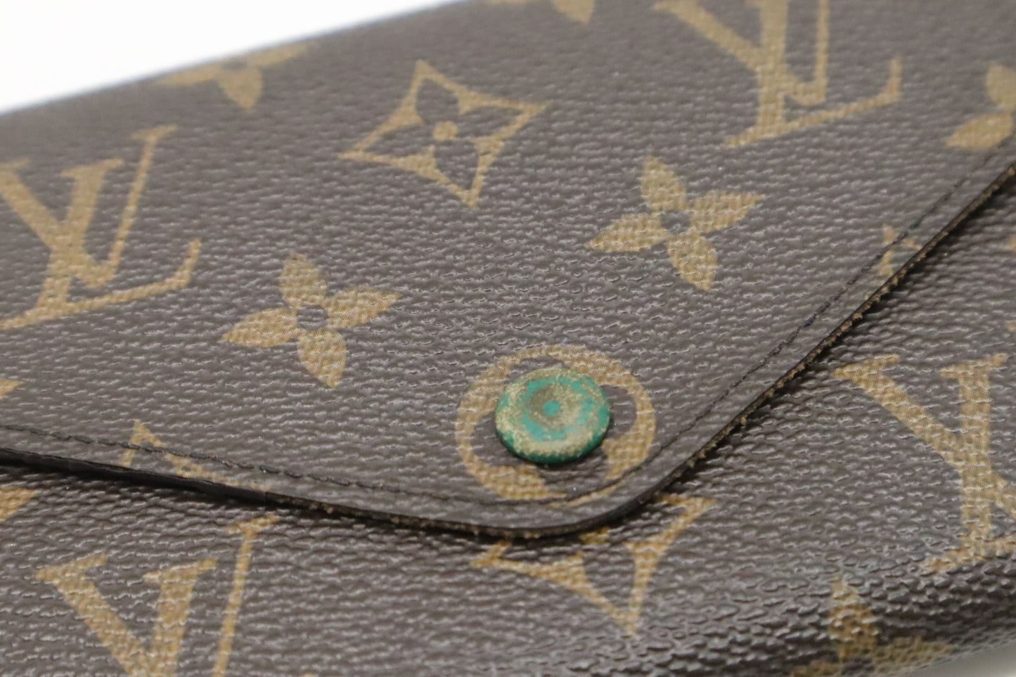 Louis Vuitton Emilie Long Wallet in Green and Monogram Canvas