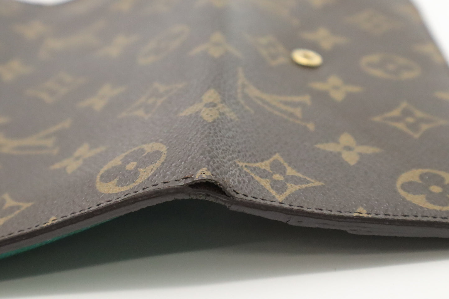 Louis Vuitton Emilie Long Wallet in Green and Monogram Canvas