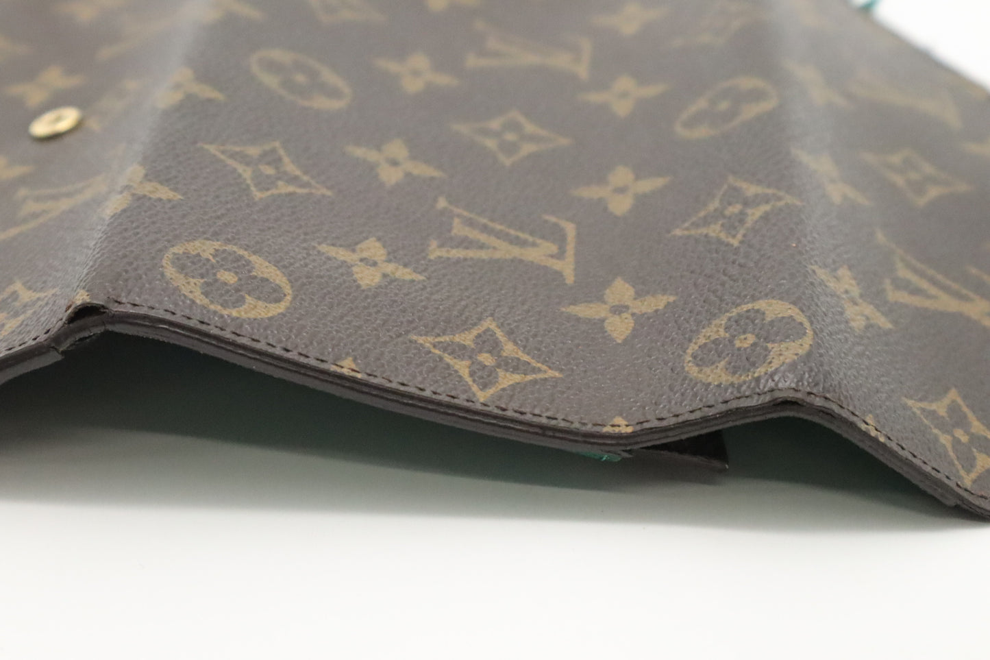 Louis Vuitton Emilie Long Wallet in Green and Monogram Canvas