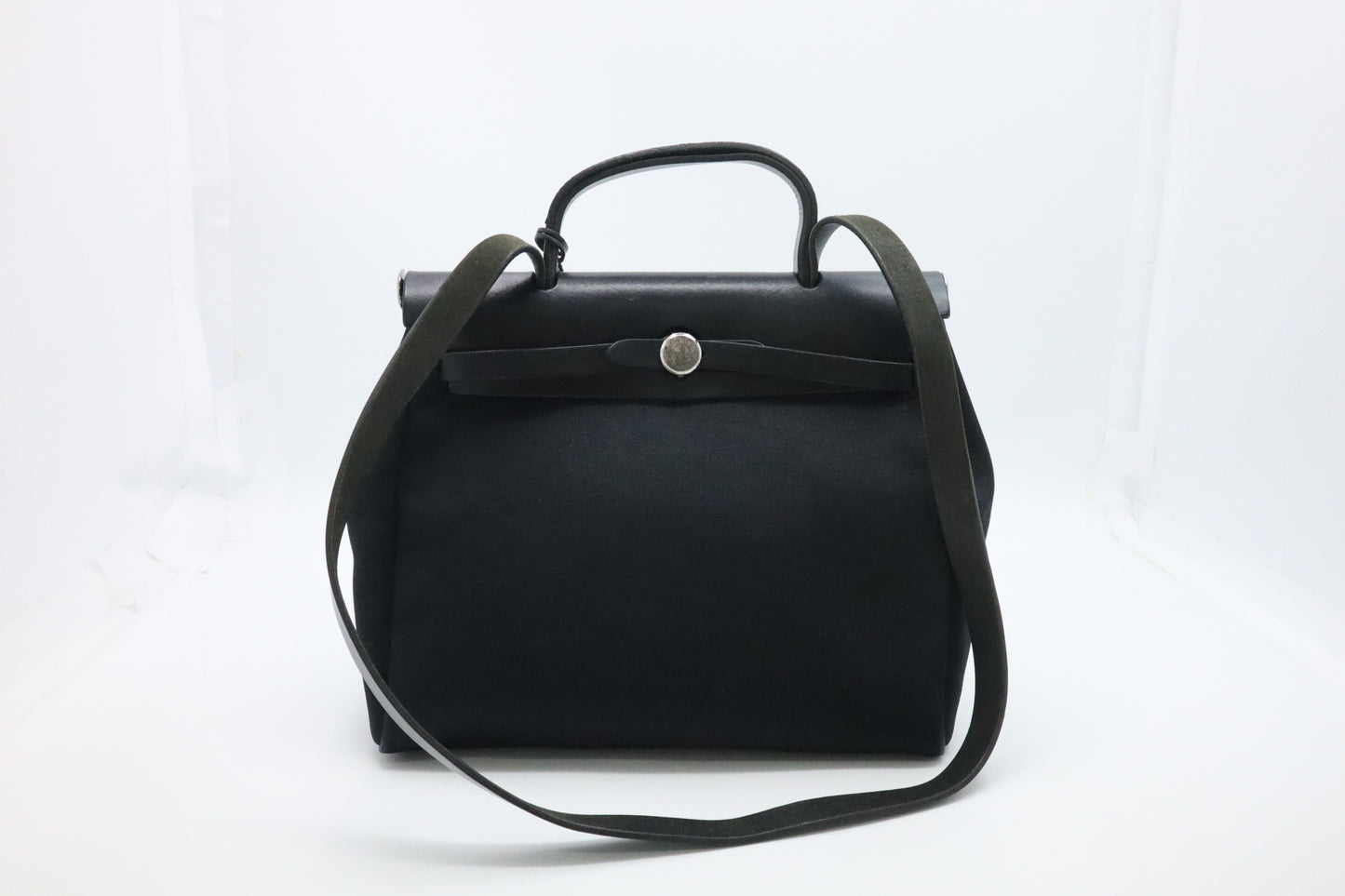 Hermes Herbag 31 in Black/White Canvas & Black Leather