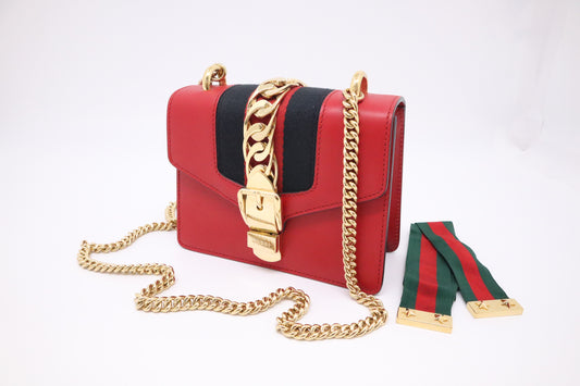 Gucci Mini Sylvie in Red Leather